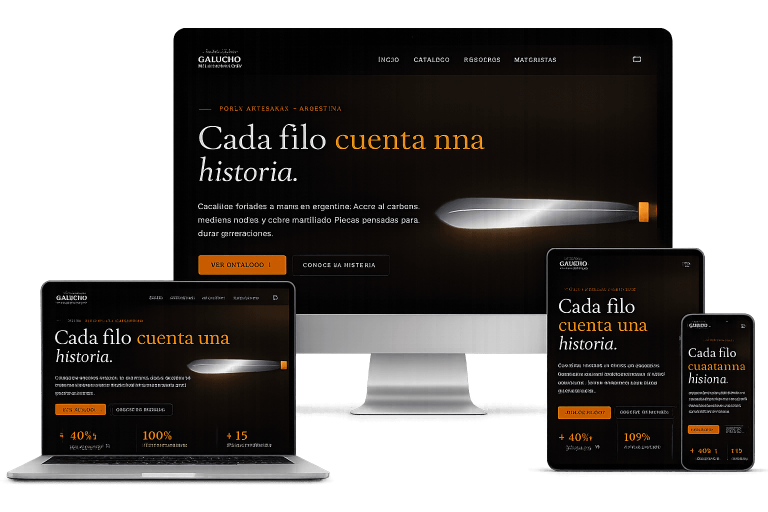 Web de cuchillos con catálogo